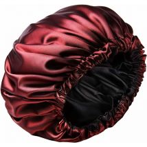 Femme Bonnet Satin Cheveux Nuit Lot Bonnets De Satin Large Avec élastique Bonnet Cheveux Nuit-rouge vin-Fei Yu