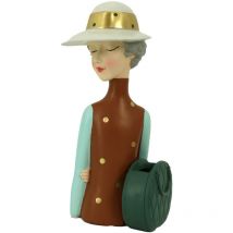 Femme en résine marron avec sac cm17x13h36