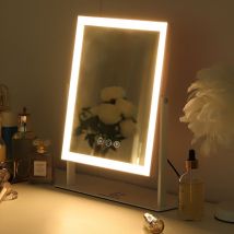 Beleuchteter Kosmetikspiegel led 3 Farben Helligkeit einstellbar weiß 25 cm x 30 cm - Fenchilin