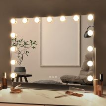 Fenchilin - espejo de tocador con luces Hollywood iluminado espejo de maquillaje con 15 bombillas led regulables de rotación para vestidor