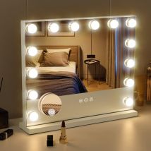 Fenchilin - Hollywood Mirror Vanity Mirror with Lights 14 Dimmable Lightbulbs 3 Lighting Modes for Dressing Table Vanity Mirror Makeup Mirror 10x