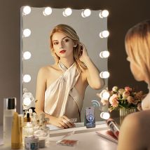 Fenchilin - Miroir de maquillage Hollywood avec lampe Bluetooth mural 3 Modes d'Éclairage blanc 46cm x 58cm