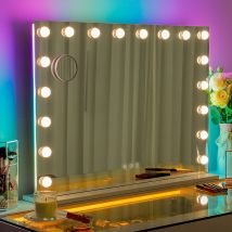 FENCHILIN Specchio di vanità con luci RGB 58cm x 46cm Hollywood Makeup Mirror con 18 lampadine dimmerabili Specchio di vanità illuminato con Smart