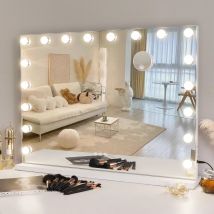 Fenchilin - Specchio Hollywood con luci Porta usb 18 Lampadine Dimmerabili Specchio per il Trucco con Illuminazione Specchio Led a 3 colore 80 x 60