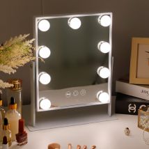 Fenchilin - Specchio Trucco con luci Specchio Trucco con Luce con 9 lampade led Touch Screen Luci Regolabile a 360 Gradi Hollywood Specchio cosmetico