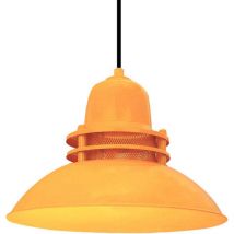 Fener Industrielle Pendelleuchte aus Gelb Metall handbemalt – Vintage Kronleuchter E27 Ø34 cm für Wohnzimmer, Schlafzimmer oder Esszimmer