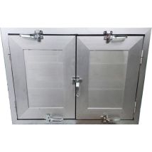 Fenêtre anti-inondation sur mesure à guillotine double hauteur de 60 à 140 cm largeur de 140 à 160 cm couleur aluminium