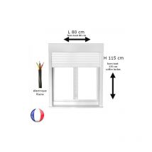 Fenêtre avec volet roulant électrique pvc h 115 x l 80 cm 2 vantaux