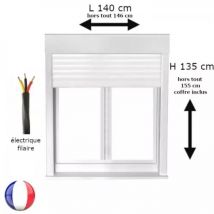 Fenêtre avec volet roulant électrique pvc h 135 x l 140 cm 2 vantaux