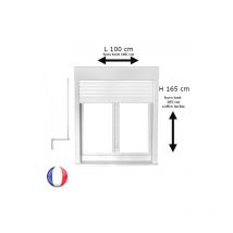 Fenêtre avec volet roulant manivelle pvc h 165 x l 100 cm 2 vantaux