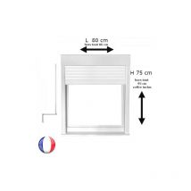 Fenêtre avec volet roulant manivelle pvc h 75 x l 80 cm 1 vantail - tirant gauche