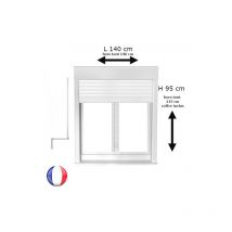 Fenêtre avec volet roulant manivelle pvc h 95 x l 140 cm 2 vantaux