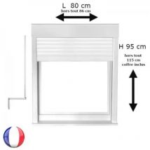 Fenêtre avec volet roulant manivelle PVC H 95 x L 80 cm 1 vantail - tirant gauche