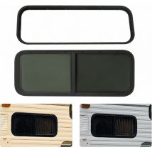 Senderpick - Fenêtre latérale de caravane, fenêtre coulissante, fenêtre de caravane, protection contre les insectes, alliage d'aluminium noir, verre