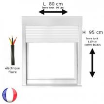 Fenêtre oscillo-battant avec volet roulant électrique pvc h 95 x l 80 cm 1 vantail - tirant gauche