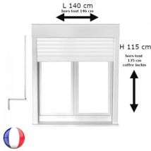 Fenêtre oscillo-battant avec volet roulant manivelle pvc h 115 x l 140 cm 2 vantaux