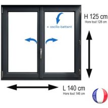 Fenêtre pvc 2 vantaux h 125 x l 140 cm ob anthracite avec poignée