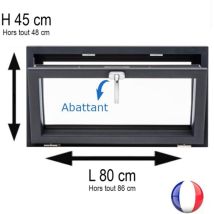 Gefradis - Fenêtre pvc abattant h 45 x l 80 cm anthracite avec poignée