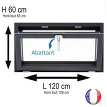 Fenêtre pvc abattant h 60 x l 120 cm anthracite avec poignée
