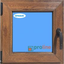 Eco-blu - Fenêtre pvc H500 mm x L500 mm chêne doré, Oscillo-battante Tirant Gauche Verre Dépoli
