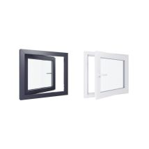Fenêtre Pvc Bicolore - Triple Vitrage - Tirant Droite - Blanc Et Anthracite - Lxh : 800 Mm X 800 Mm