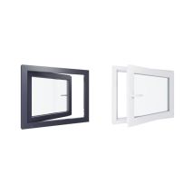 Fenêtre Pvc Bicolore - Triple Vitrage - Tirant Droite - Blanc Et Anthracite - Lxh : 900 Mm X 800 Mm