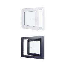 Hexafen - Fenêtre pvc bicolore - Triple vitrage - Tirant Gauche - Blanc et Anthracite - LxH :