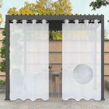 Fenêtre Sheer Rideau Rideaux Voile Jardin Panneau Imperméable Blanc Rideau Extérieur pour Porche Pergola Cabana Gazebo Sun Room Cortina Fil Blanc 2