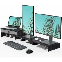 Fenge - Dual Monitorständer Bildschirmständer mit Schublade für Computer tv Laptop, Monitorständer, Länge und Winkel Einstellbar,78,3-113x23,5x7,3cm,