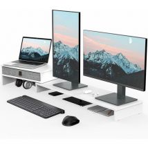 Fenge - Dual Monitorständer Bildschirmständer mit Schublade für Computer tv Laptop, Monitorständer, Länge und Winkel Einstellbar,78,3-113x23,5x7,3cm,