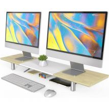 Großer Monitorständer 100cm Dual Monitor Stands Riser mit Höhenverstellbarem Bein,Multifunktionaler Computer Stand für PC/Laptop/TV,