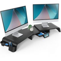 Réhausseur d'Écran d'Ordinateur Réglable Moniteur Stand en Bois avec Toiroir,Support d'Ordinateur,Moniteurs,TV,PC,Imprimante - Charge de 25kg