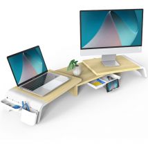 Réhausseur d'Écran d'Ordinateur Réglable Moniteur Stand en Bois avec Toiroir,Support d'Ordinateur,Moniteurs,TV,PC,Imprimante - Charge de 25kg