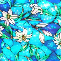 Bemalte Fensterfolien, dekorative PVC-Fensterfolie, kleberfreier Milchglasaufkleber, Anti-UV-Fensterfolien für Heimdekoration (45 x 200 cm), Orchidee