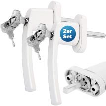 MONZANA Fenstergriffe Abschließbar mit Schloss Kindersicherung Silber 35mm Stiftlänge 2 Schlüssel Fensterbeschlag Balkon Türgriff Einbruchschutz 2x