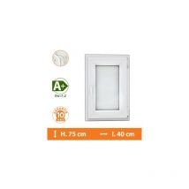 Direct Fenêtres - Fenêtre 1 Vantail Blanc - Tirant Droit - H.75 x l.40 cm