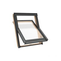 Solstro - Fenêtre de toit M4A 78 x 98 cm aay B900, bois, Finition Naturelle en Pin - sfx Raccord d'étanchéité Ardoise