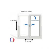 Gefradis - Fenêtre pvc 2 vantaux h 125 x l 90 cm ob avec poignée