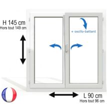 Gefradis - Fenêtre pvc 2 vantaux h 145 x l 90 cm ob avec poignée