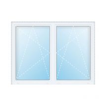 Uw 0,86 Fenêtre pvc, triple vitrage, blanc/blanc, 2 vantaux á meneau, largeur 150 cm, hauteur 100 cm - white