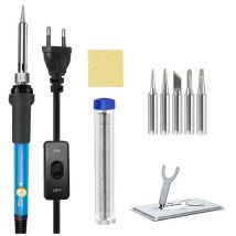 Tonchean - Fer à souder 60 w , température réglable, kit de pointes de soudage anti-brûlure, noir, pour le soudage de circuits imprimés