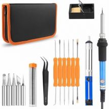 Forehill - Fer a Souder Electronique Reglable Temperature 200 Degres 220V 60W Soudage 8 En 1 Kit Avec 6 Pcs Tetes Differents, Fil De Soudure Pour