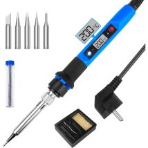 Jalleria - Fer à Souder Etain de Précision, Kit de Soudure 80W Temperature Réglable 180-480°C Visible, 5 Pointes de Rechange et Support Pour Fer à