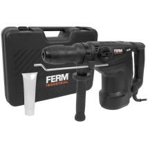 Ferm - Professional Bohrhammer 1100W - Variable Drehzahl - Für Bohr-, Meißel- und Drehschlagbohren - Inklusive Seitenhandgriff, Tiefenanschlag und