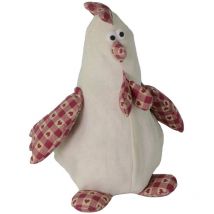 Fermaporta en tissu motif coq blanc 17x14x25 cm