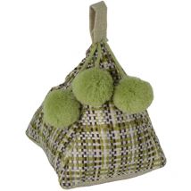 Ferme-porte en tissu à motifs carrés verts, 14x14x23 cm