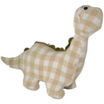 Ferme-porte en tissu motif dinosaure carreaux crème 37x14x35 cm