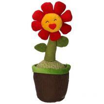 Ferme-porte en tissu motif fleur rouge 12x12x35 cm