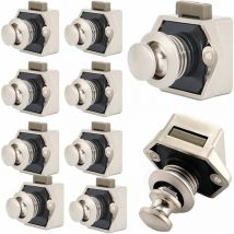 Fermeture à bouton-poussoir pour meubles, 10 pièces, pour la fermeture sans clé des tiroirs et des portes, bouton-poussoir en métal avec loquet,