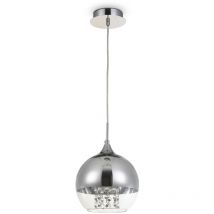 Lampadaro Contemporaneo Fermi Metallo Nichel 1 Luce Diffusore Vetro Trasparente